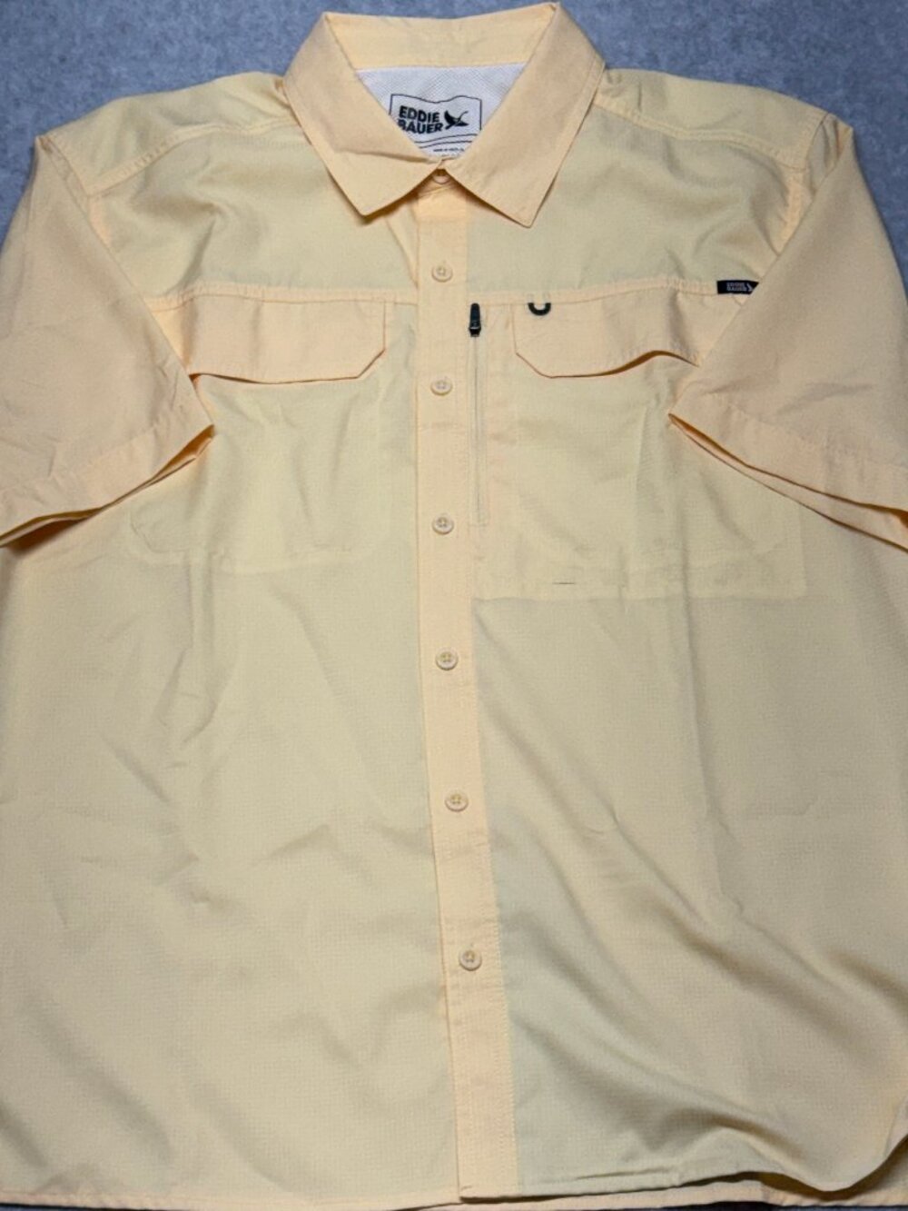 Eddie Bauer Fishing Shirt UPF 50 Short Sleeve Relaxed Fit Vented Tech L